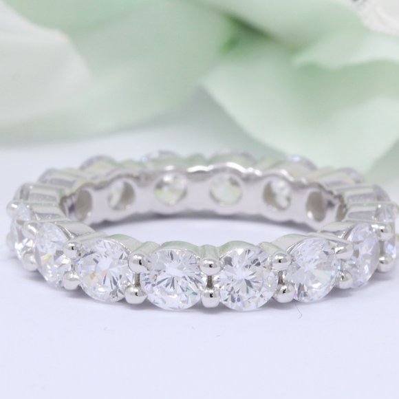 3.5mm Round Eternity Band Stacking Band Cubic Zirc - Picture 1 of 3